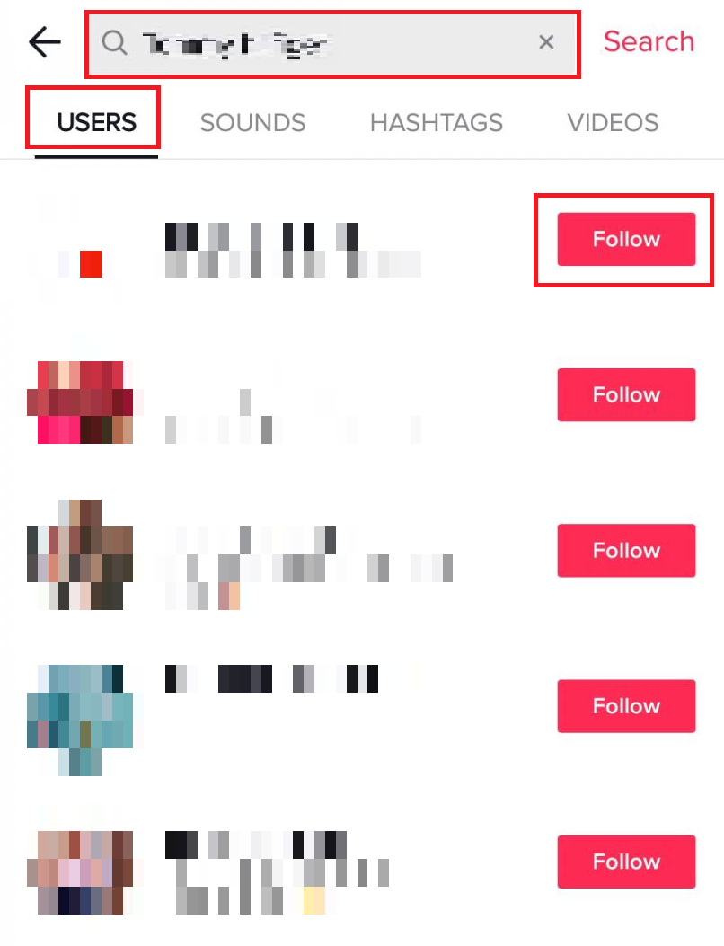 TikTok Search - Sección USUARIOS - Seguir |  ¿Cuántas cuentas de TikTok puedes tener?