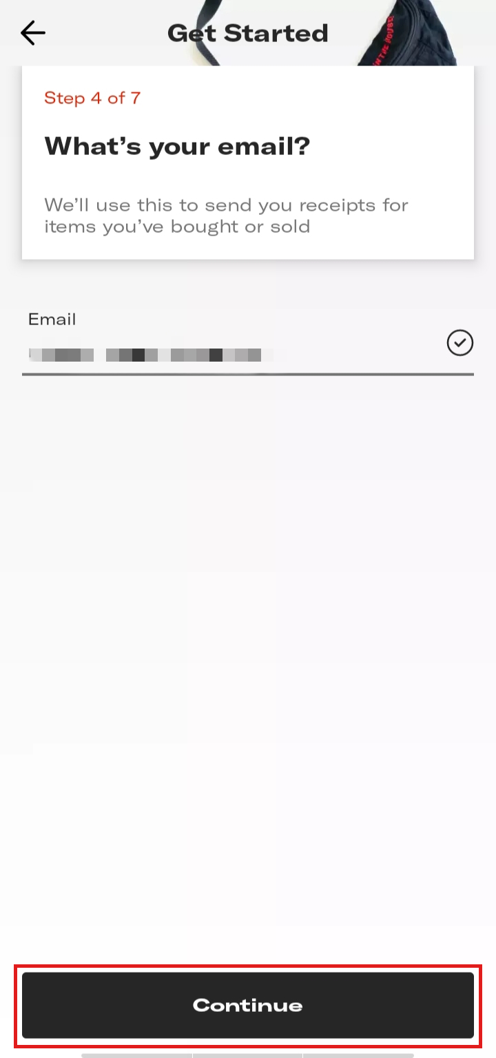 Ingrese su correo electrónico y toque Continuar.