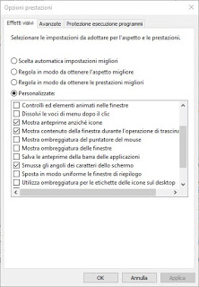 configuración de rendimiento