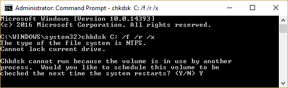 ejecutar el comando comprobar disco chkdsk