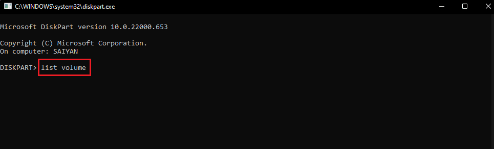 lista de comandos de volumen.  Solucione el problema del dispositivo de arranque en Windows 10