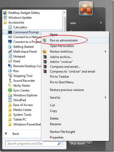 Windows 7 Ejecutar como administrador