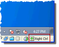La clave de host que se muestra en la barra de estado de VirtualBox