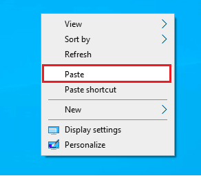 Haga clic en la opción Pegar. Solucionar el error Alps SetMouseMonitor en Windows 10