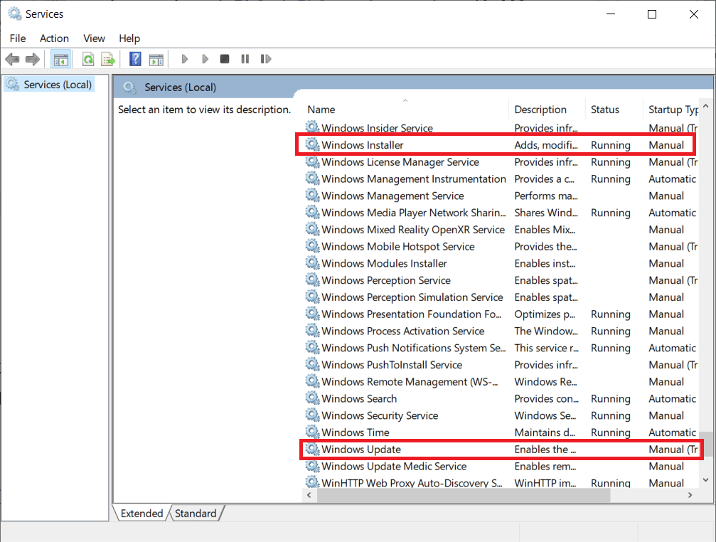 Servicios de Windows Update y Windows Installer.  Solucionar el error 0x800705b3 en Windows Update