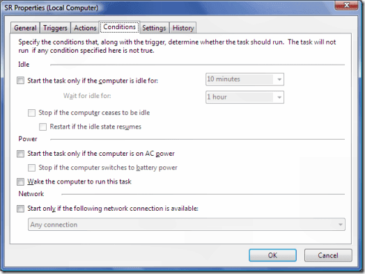 Condiciones de recuperación del sistema