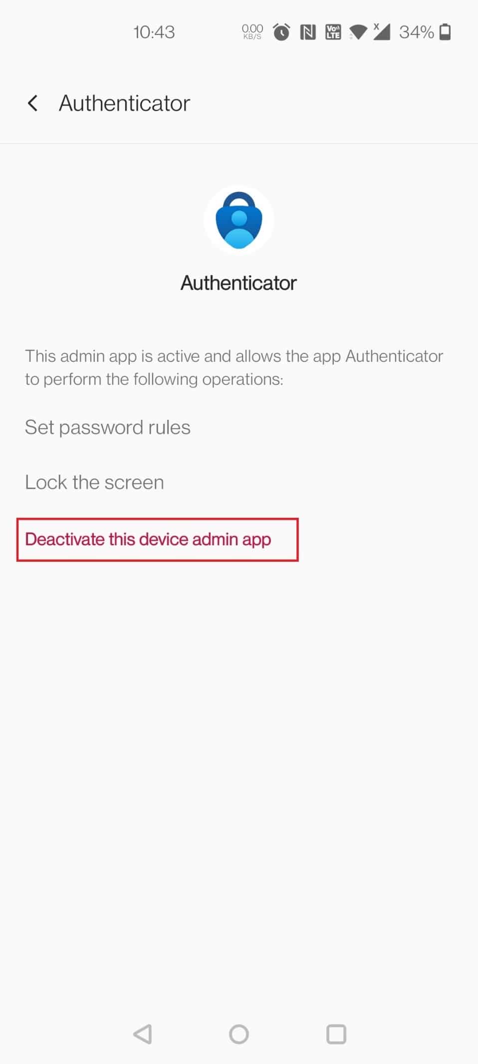 toque Desactivar esta aplicación de administración de dispositivos. Arreglar ventana emergente de virus en Android
