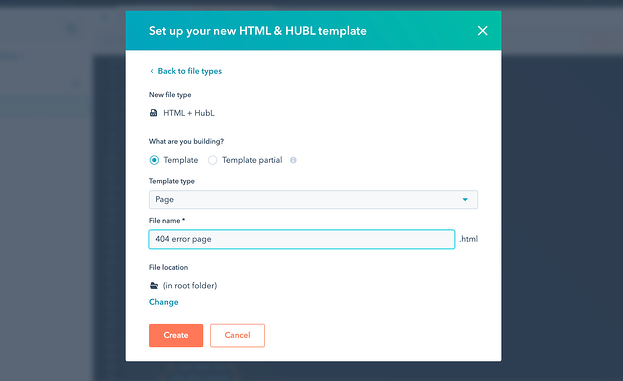 pantalla de configuración de plantilla hubl en hubspot