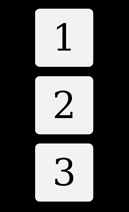 tres bloques HTML numerados que se muestran verticalmente