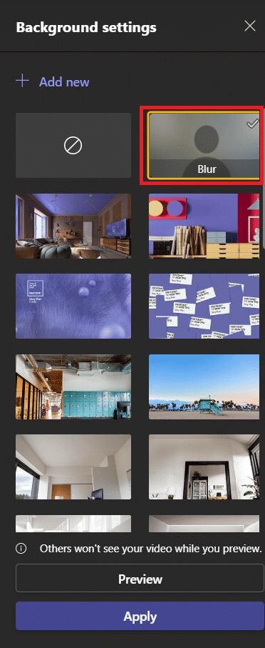 Opción de desenfoque