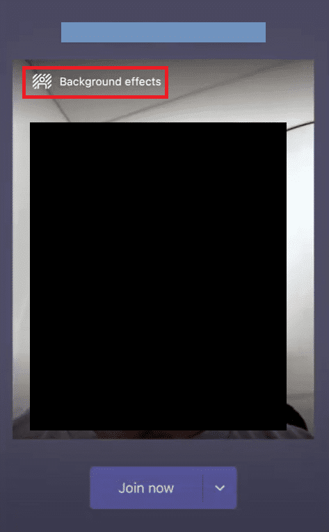 Pantalla emergente con opción de efectos de fondo.  Cómo desenfocar el fondo en los equipos de Microsoft