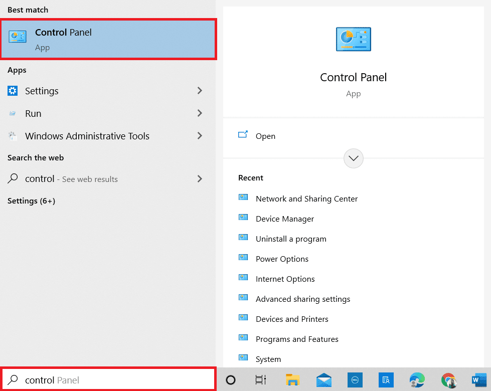 Presiona la tecla de Windows.  Escriba Panel de control y ábralo.  Reparar los servicios de dominio de Active Directory no están disponibles actualmente en Windows 10