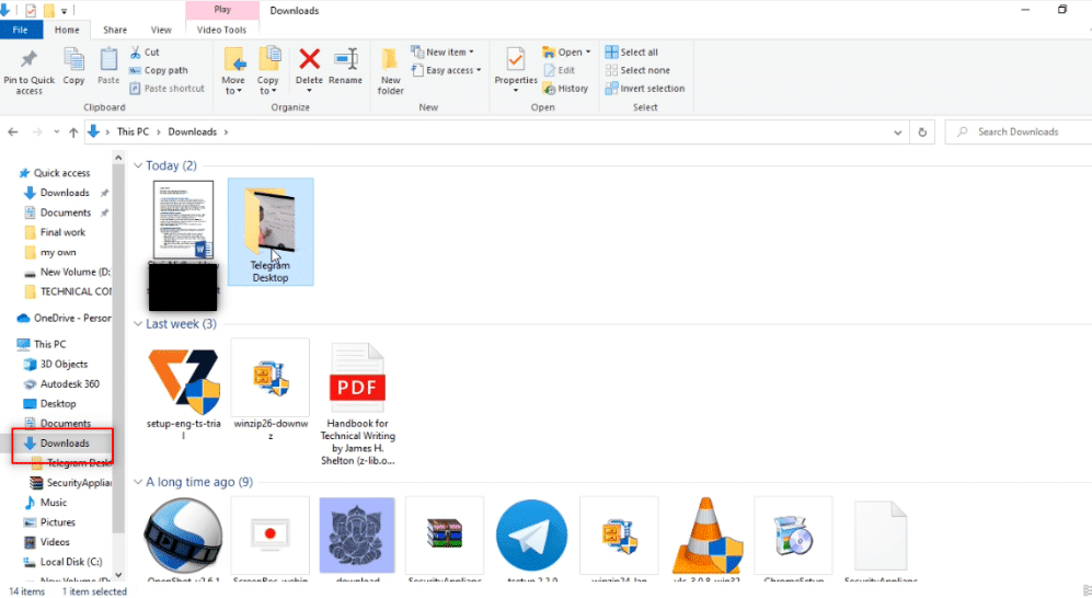 Abra el Explorador de Windows y vaya a la carpeta Descargas.  Cómo descargar videos de Telegram