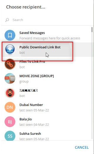 elija Bot de enlace de descarga público.  Cómo descargar videos de Telegram