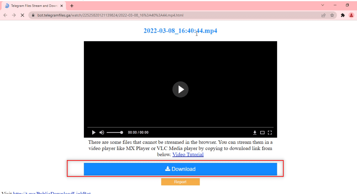 Botón DESCARGAR disponible en el navegador