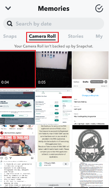 Toca el video del rollo de cámara de recuerdos.  Cómo invertir un video en Snapchat