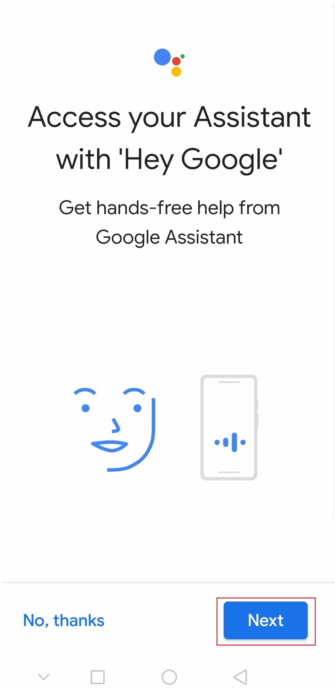 toque Siguiente para acceder al asistente