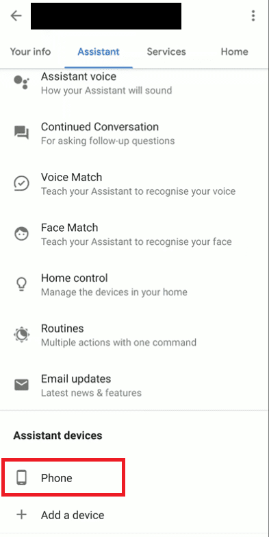 Opción telefónica.  ¿Cómo activo o desactivo el Asistente de Google?