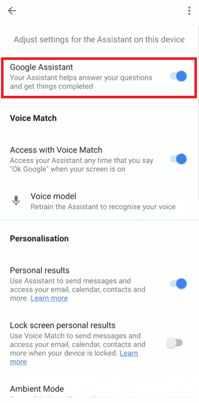 Opción Asistente de Google.  ¿Cómo activo o desactivo el Asistente de Google?