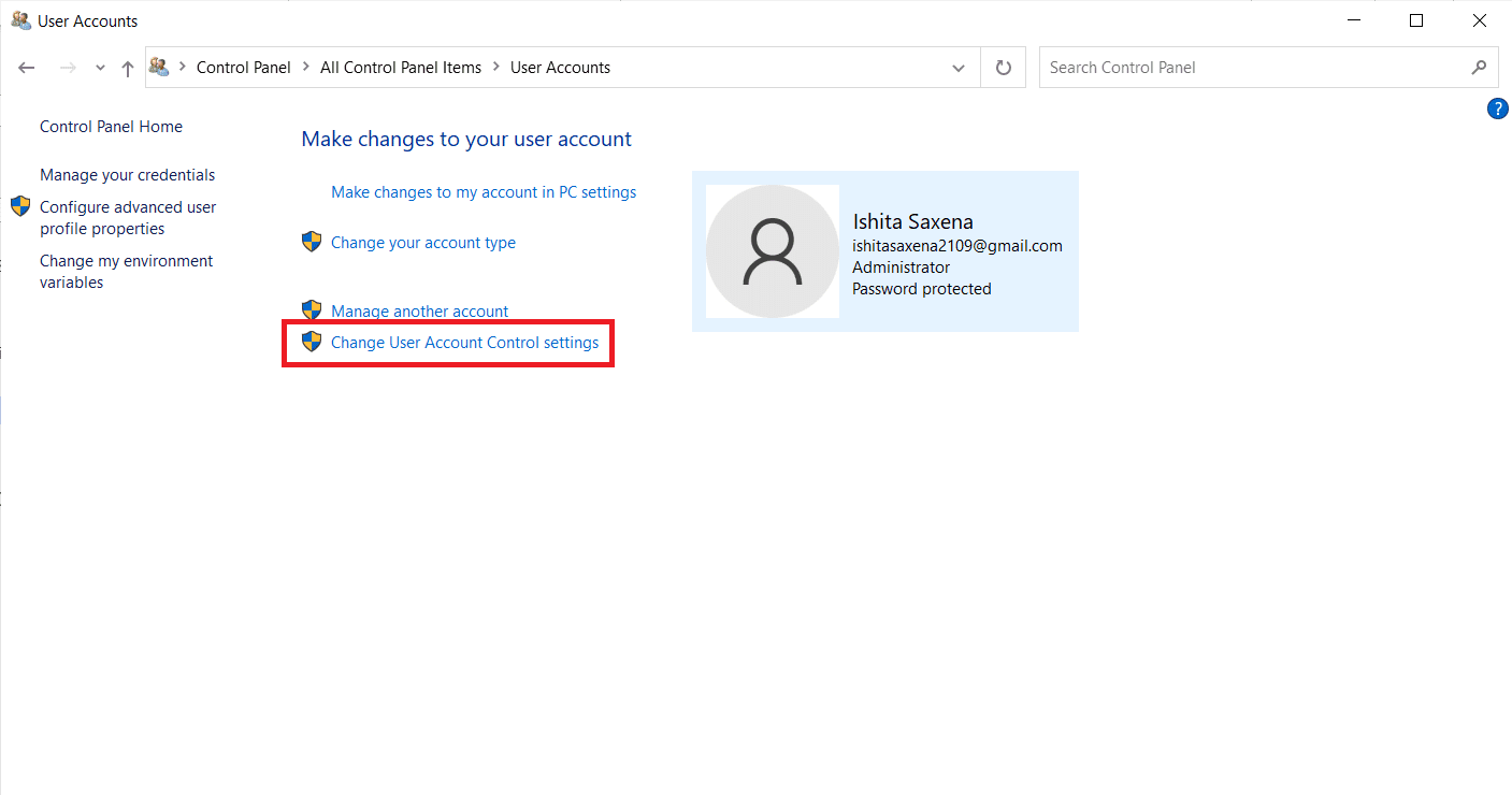 Cambiar la opción Configuración de control de cuentas de usuario.  Cómo arreglar COMDLG32.OCX que falta en Windows 10