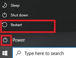 Ahora, seleccione el ícono de Encendido y haga clic en Reiniciar mientras mantiene presionada la tecla Shift.  Cómo optimizar Kodi