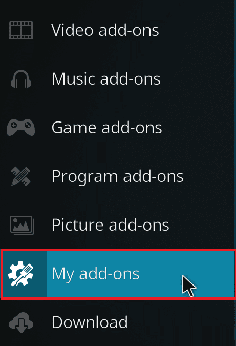 Haz clic en Mis complementos.  Cómo optimizar Kodi