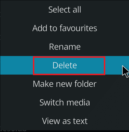 Haga clic con el botón derecho en el archivo de la base de datos de complementos y seleccione Eliminar.  Cómo acelerar Kodi