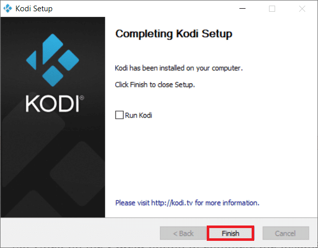 Haga clic en la opción Finalizar para completar el proceso de instalación.  Cómo optimizar Kodi