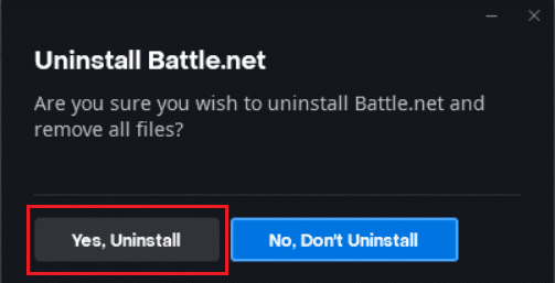 Sí, opción de desinstalación. Arreglar Battle.net esperando otra instalación o problema de actualización