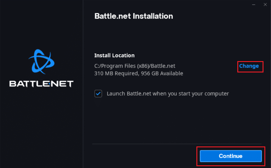 Opción continuar. Arreglar Battle.net esperando otra instalación o problema de actualización