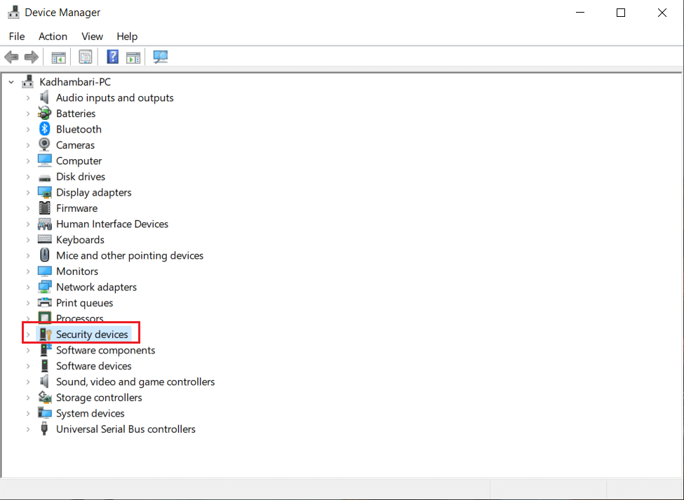 Ventana del administrador de dispositivos