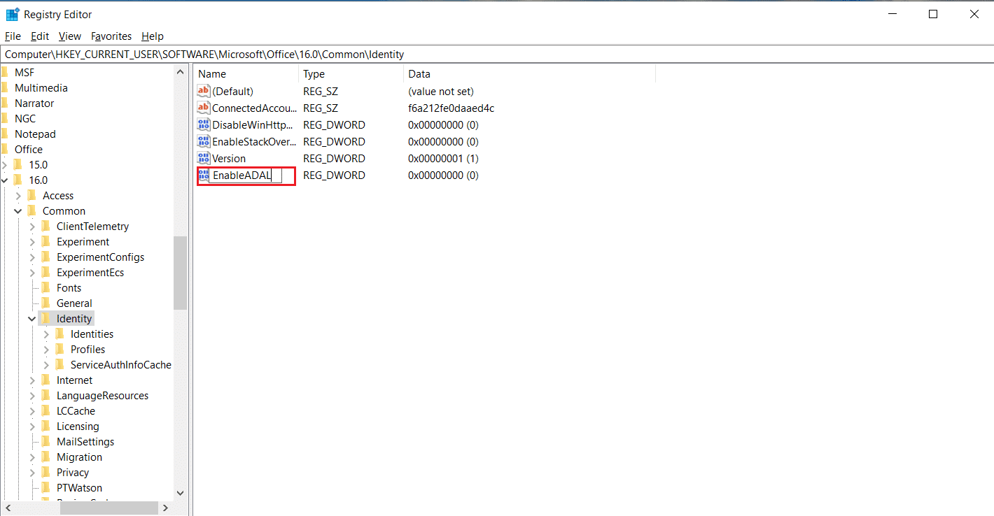 Habilitar archivo ADAL