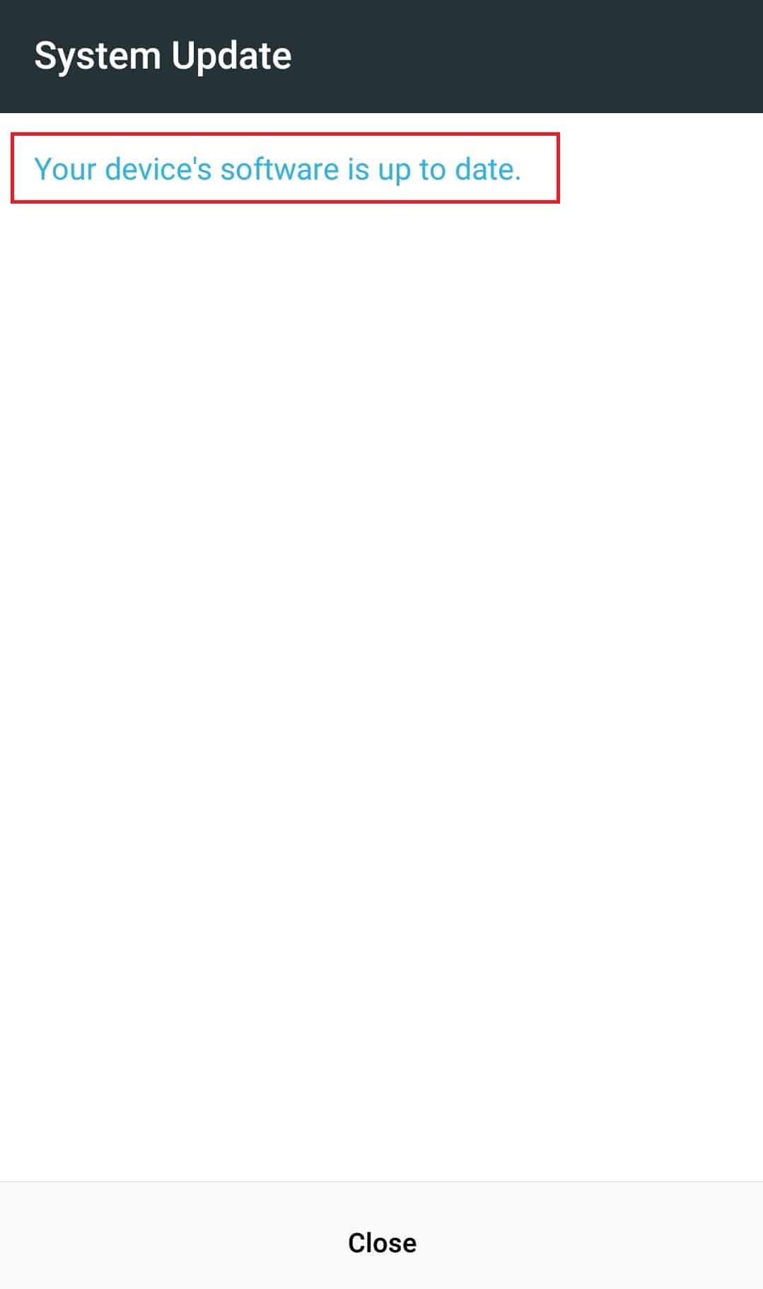 El software de su dispositivo está actualizado mensaje