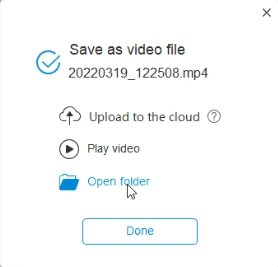 mensaje de confirmación para su video grabado
