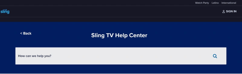 Página del Centro de ayuda de Sling TV |  Cómo eliminar una cuenta de Sling