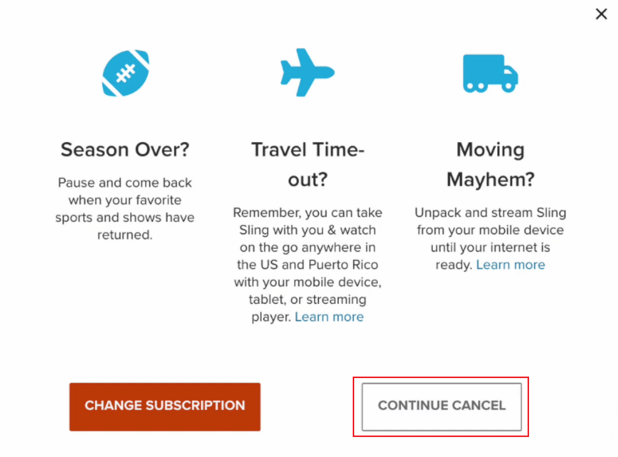 Haga clic en CONTINUAR CANCELAR en el mensaje