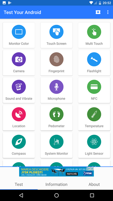 Android, diagnosticar, salud, dispositivo, teléfono inteligente, tableta