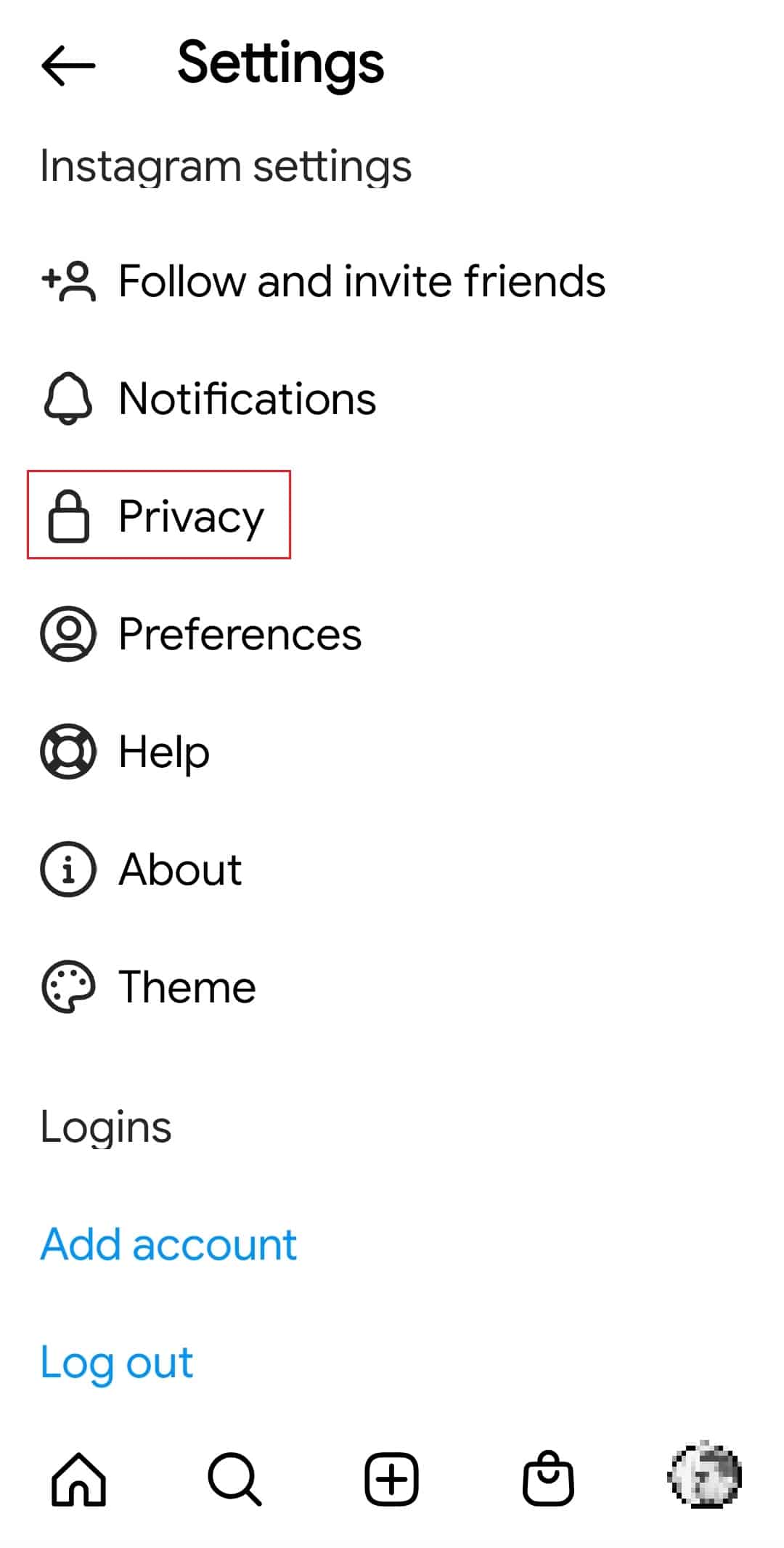 toca Privacidad en la configuración de Instagram.  Cómo verificar si denunció accidentalmente a alguien en Instagram