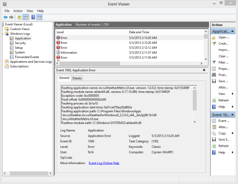 Windows 8, bloqueo de la aplicación, AMD, ATI, 0xc0000005