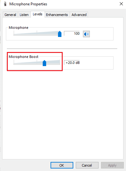 Desliza Boost de micrófono hacia la derecha. Cómo arreglar el micrófono demasiado silencioso en Windows 10