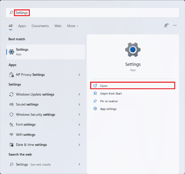 Resultados de la búsqueda en el menú Inicio para Configuración.  ¿Cómo instalar una herramienta gráfica en Windows 11?