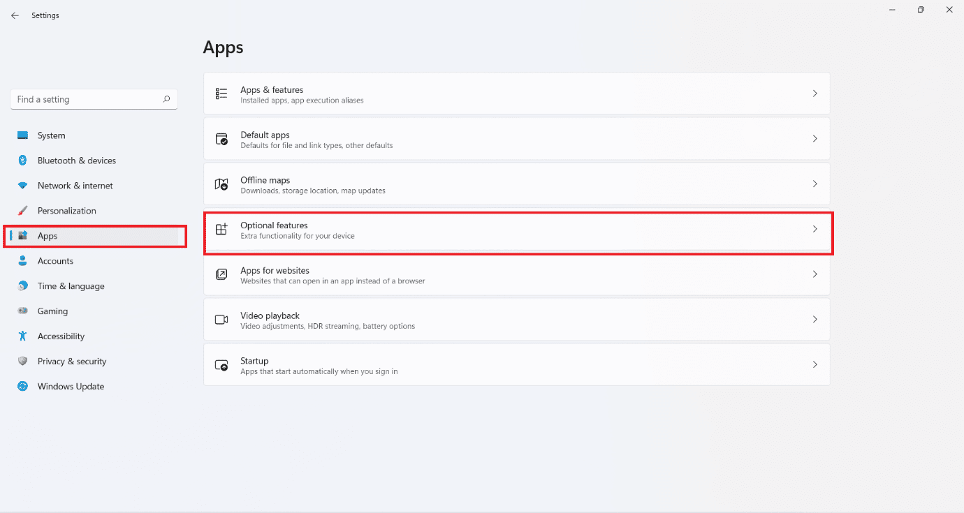 Opción Funciones opcionales en la sección Aplicaciones de la aplicación Configuración
