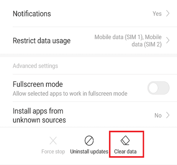 En Google Pay, haga clic en la opción Borrar datos