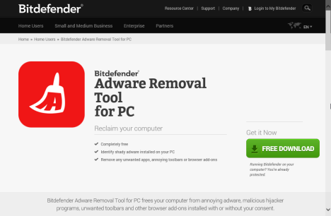 Herramienta de eliminación de adware de Bitdefender para PC