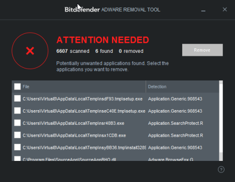 Herramienta de eliminación de adware de Bitdefender para PC