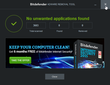 Herramienta de eliminación de adware de Bitdefender para PC
