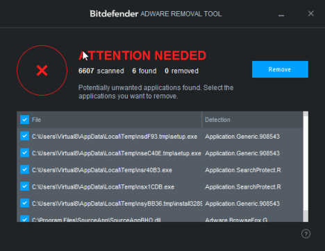 Herramienta de eliminación de adware de Bitdefender para PC