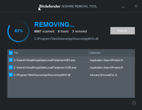 Herramienta de eliminación de adware de Bitdefender para PC