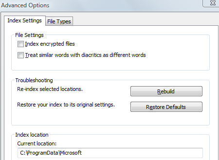 Indexador de búsqueda de Windows