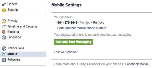 activar mensajes de texto